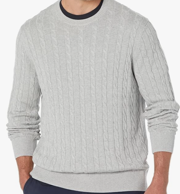 Men's Cotton Cable Crew Neck Sweater Regular Fit